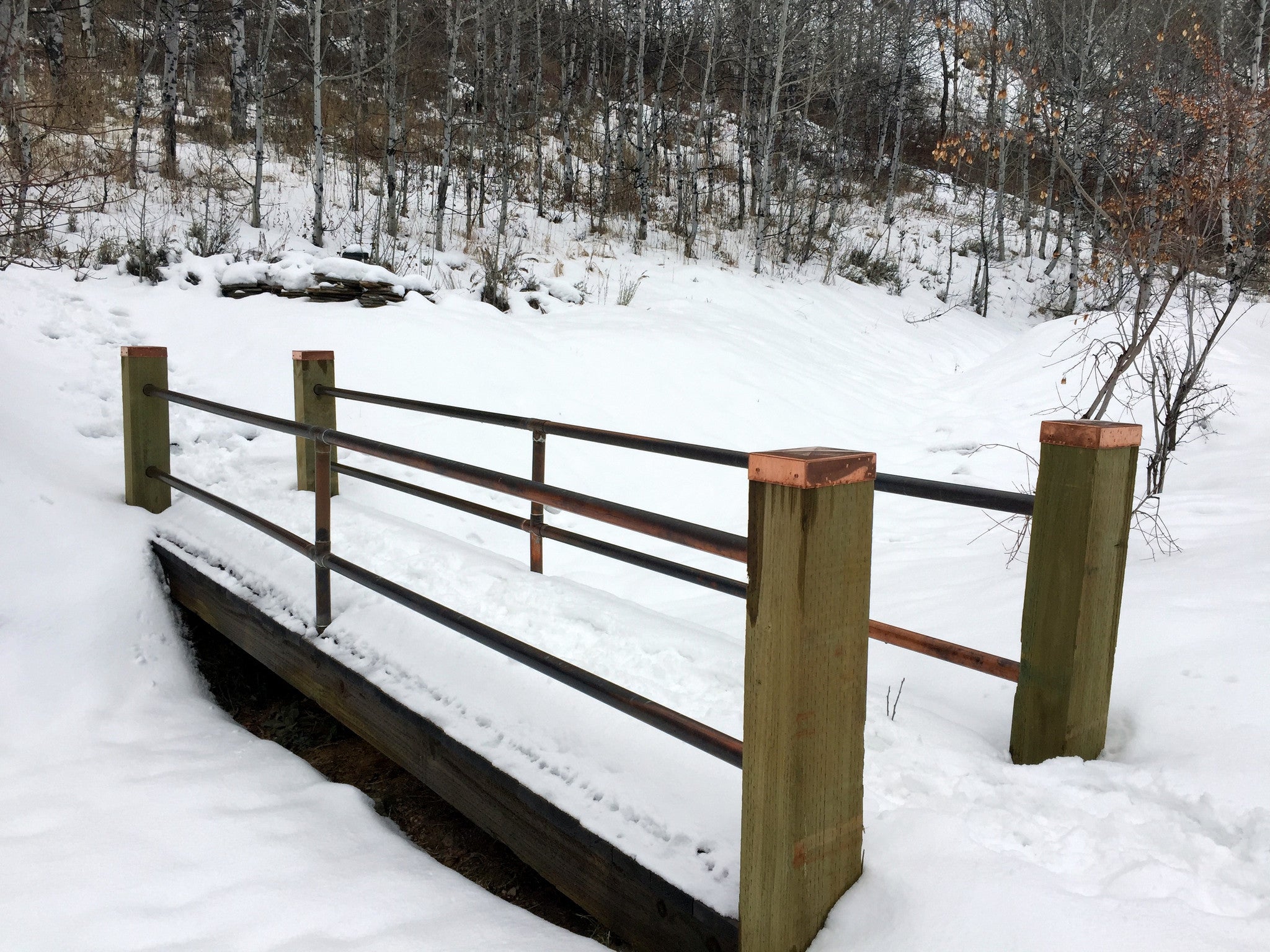 Copper Post Caps on Bridge Posts | Sheet Metal Caps